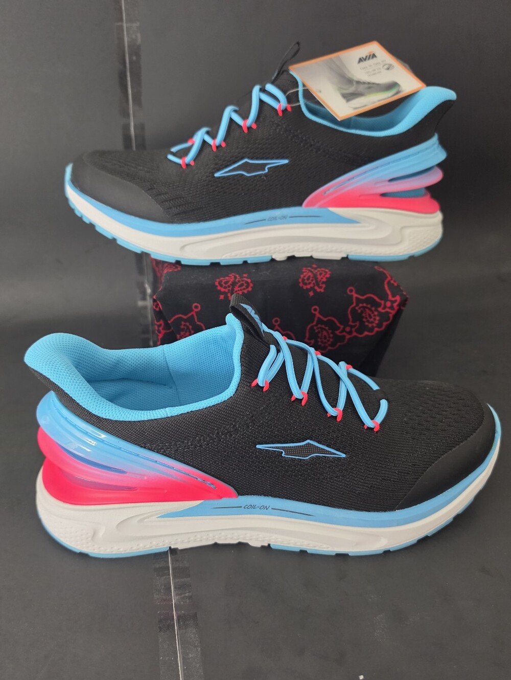 Women’s Athletic Sneakers in Black with Blue and Pink Accents